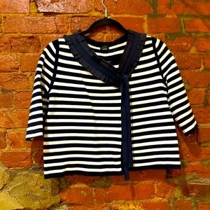 J. Crew Navy White Striped Knit Blazer
